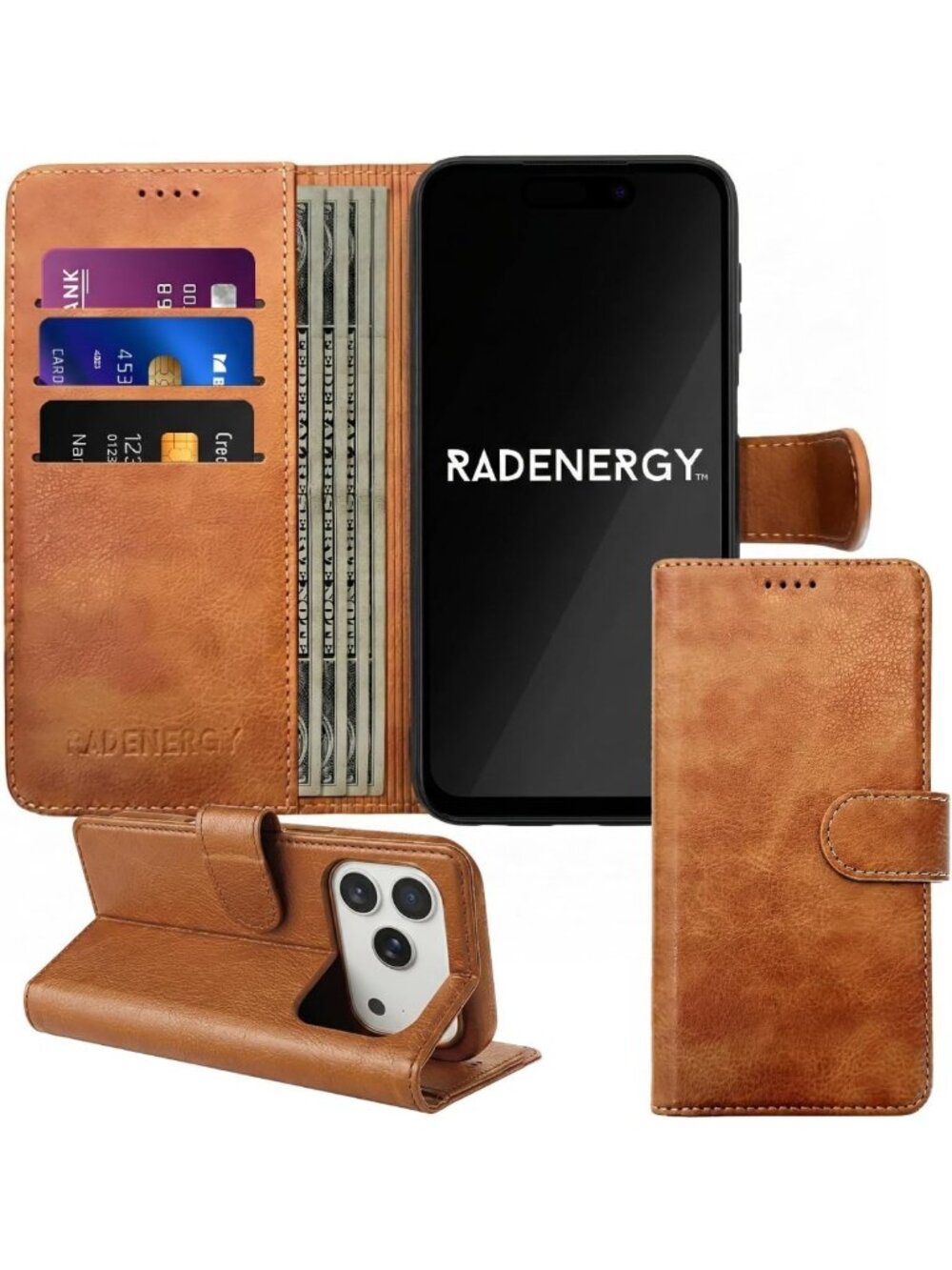 Stylish Brown Vegan Leather Wallet Case for iPhone 16 Pro Max - Ultimate